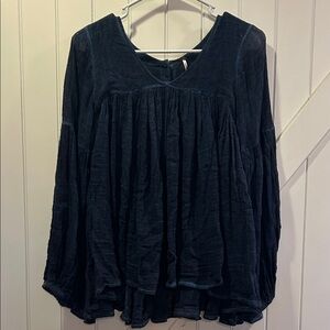 Free People Small Long Sleeve Blue Blouse/Tunic
